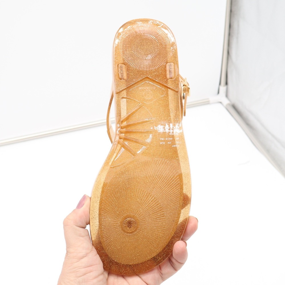 Coach Natalee Jelly Sandal Gold Glitter Monogram Womens 8 - Picture 7 of 10